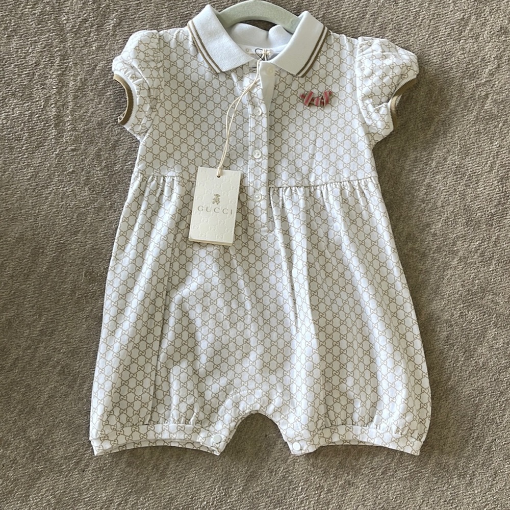 Gucci White and Beige Kids One Piece